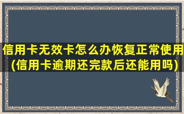 信用卡无效卡怎么办恢复正常使用(信用卡逾期还完款后还能用吗)