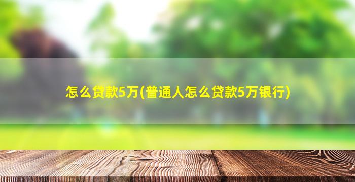 怎么贷款5万(普通人怎么贷款5万银行)