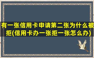 有一张信用卡申请第二张为什么被拒(信用卡办一张拒一张怎么办)