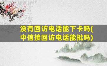 没有回访电话能下卡吗(中信接回访电话能批吗)