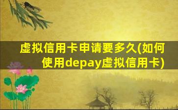 虚拟信用卡申请要多久(如何使用depay虚拟信用卡)