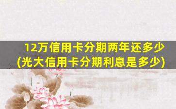 12万信用卡分期两年还多少(光大信用卡分期利息是多少)