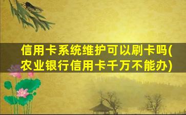 信用卡系统维护可以刷卡吗(农业银行信用卡千万不能办)