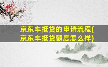 京东车抵贷的申请流程(京东车抵贷额度怎么样)