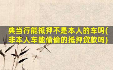 典当行能抵押不是本人的车吗(非本人车能偷偷的抵押贷款吗)
