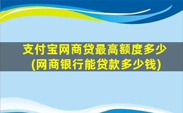 支付宝网商贷最高额度多少(网商银行能贷款多少钱)