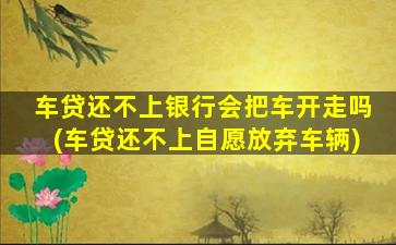 车贷还不上银行会把车开走吗(车贷还不上自愿放弃车辆)