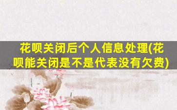 花呗关闭后个人信息处理(花呗能关闭是不是代表没有欠费)