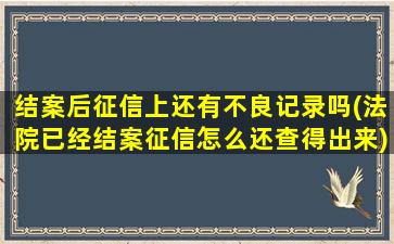 结案后征信上还有不良记录吗(法院已经结案征信怎么还查得出来)