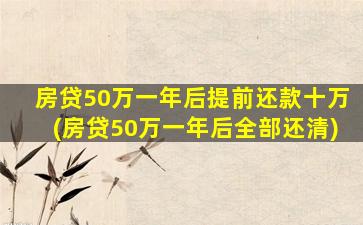 房贷50万一年后提前还款十万(房贷50万一年后全部还清)