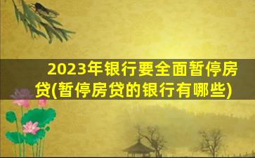 2023年银行要全面暂停房贷(暂停房贷的银行有哪些)