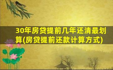 30年房贷提前几年还清最划算(房贷提前还款计算方式)