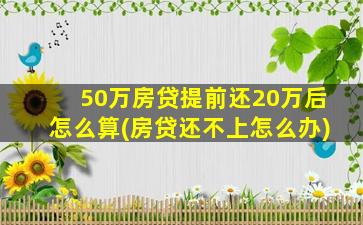 50万房贷提前还20万后怎么算(房贷还不上怎么办)