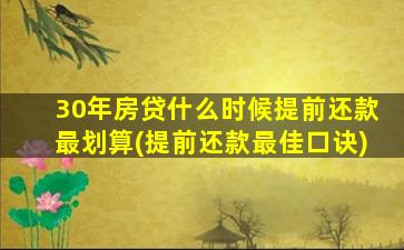 30年房贷什么时候提前还款最划算(提前还款最佳口诀)