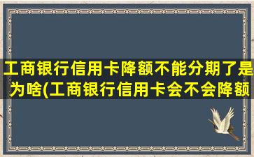 工商银行信用卡降额不能分期了是为啥(工商银行信用卡会不会降额度)