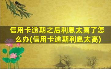 信用卡逾期之后利息太高了怎么办(信用卡逾期利息太高)