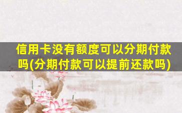 信用卡没有额度可以分期付款吗(分期付款可以提前还款吗)