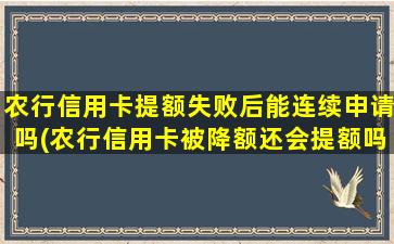 农行信用卡提额失败后能连续申请吗(农行信用卡被降额还会提额吗)