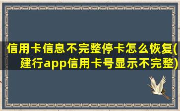 信用卡信息不完整停卡怎么恢复(建行app信用卡号显示不完整)