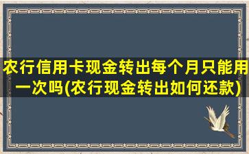 农行信用卡现金转出每个月只能用一次吗(农行现金转出如何还款)