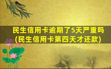 民生信用卡逾期了5天严重吗(民生信用卡第四天才还款)