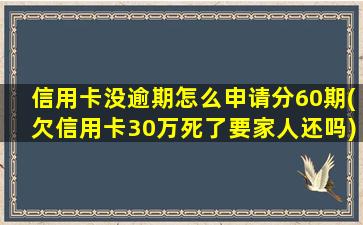 信用卡没逾期怎么申请分60期(欠信用卡30万死了要家人还吗)