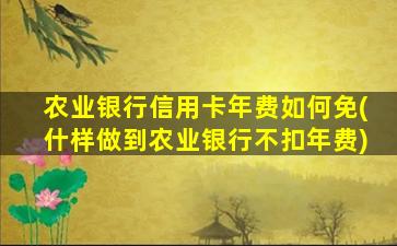 农业银行信用卡年费如何免(什样做到农业银行不扣年费)