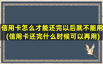 信用卡怎么才能还完以后就不能用(信用卡还完什么时候可以再用)