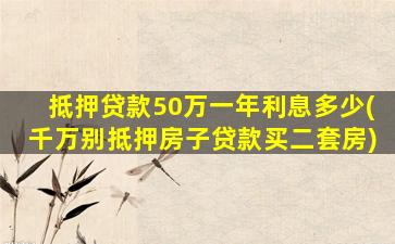 抵押贷款50万一年利息多少(千万别抵押房子贷款买二套房)