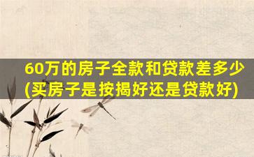 60万的房子全款和贷款差多少(买房子是按揭好还是贷款好)