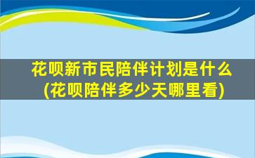 花呗新市民陪伴计划是什么(花呗陪伴多少天哪里看)