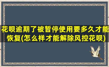 花呗逾期了被暂停使用要多久才能恢复(怎么样才能解除风控花呗)