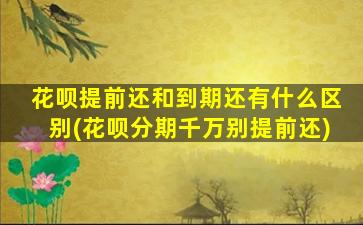 花呗提前还和到期还有什么区别(花呗分期千万别提前还)