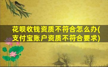 花呗收钱资质不符合怎么办(支付宝账户资质不符合要求)