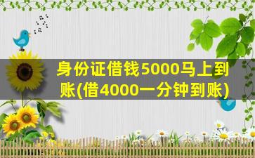 身份证借钱5000马上到账(借4000一分钟到账)