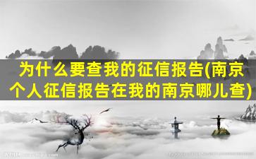 为什么要查我的征信报告(南京个人征信报告在我的南京哪儿查)