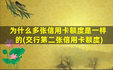 为什么多张信用卡额度是一样的(交行第二张信用卡额度)