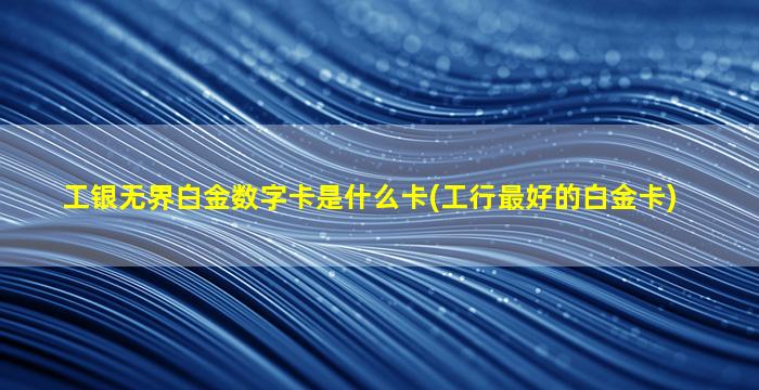 工银无界白金数字卡是什么卡(工行最好的白金卡)