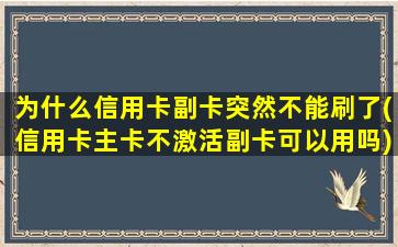 为什么信用卡副卡突然不能刷了(信用卡主卡不激活副卡可以用吗)