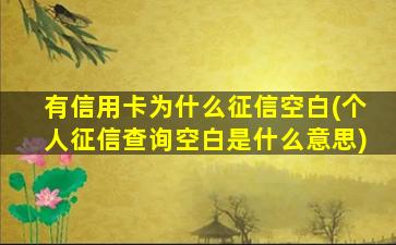 有信用卡为什么征信空白(个人征信查询空白是什么意思)