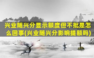 兴业随兴分显示额度但不批是怎么回事(兴业随兴分影响提额吗)