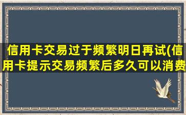 信用卡交易过于频繁明日再试(信用卡提示交易频繁后多久可以消费)