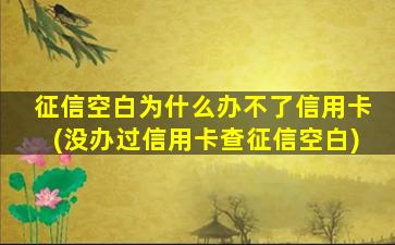 征信空白为什么办不了信用卡(没办过信用卡查征信空白)