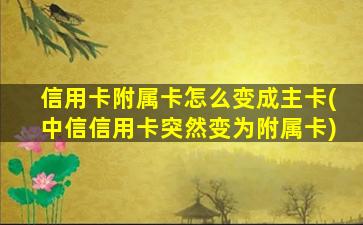 信用卡附属卡怎么变成主卡(中信信用卡突然变为附属卡)