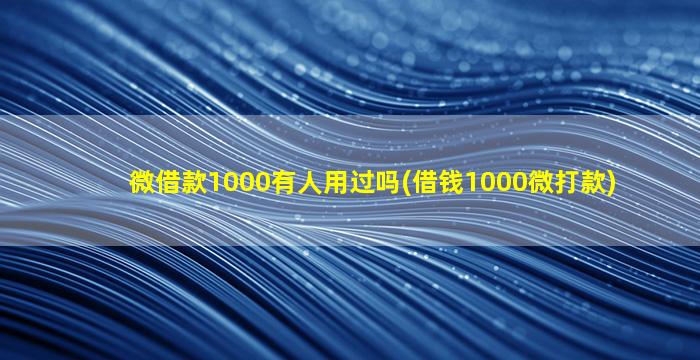 微借款1000有人用过吗(借钱1000微打款)