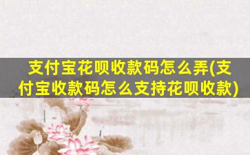 支付宝花呗收款码怎么弄(支付宝收款码怎么支持花呗收款)