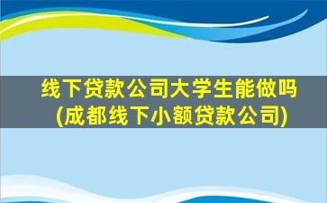 线下贷款公司大学生能做吗(成都线下小额贷款公司)