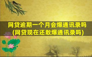 网贷逾期一个月会爆通讯录吗(网贷现在还敢爆通讯录吗)