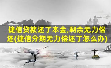 捷信贷款还了本金,剩余无力偿还(捷信分期无力偿还了怎么办)