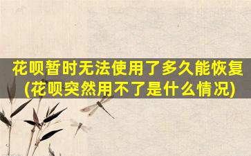 花呗暂时无法使用了多久能恢复(花呗突然用不了是什么情况)
